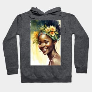 Watercolour print of a beautiful Black Queen Hoodie